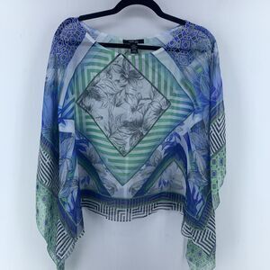 Style & Co Womens PXL Cropped Kimono Top Flowy‎ Boho Artsy Multi Floral Relaxed